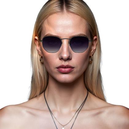 Imagem de Oculos de Sol Hexagonal Masculino Feminino Clássico Moda Retro Proteção UVA