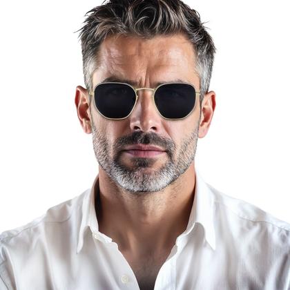 Imagem de Oculos de Sol Hexagonal Masculino Feminino Clássico Moda Retro Proteção UVA