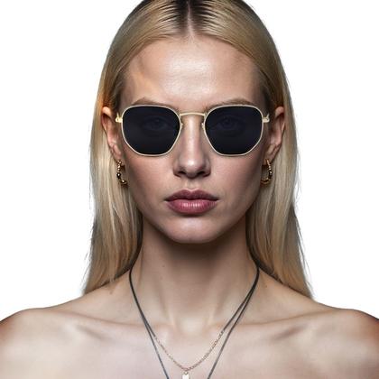 Imagem de Oculos de Sol Hexagonal Masculino Feminino Clássico Moda Retro Proteção UVA
