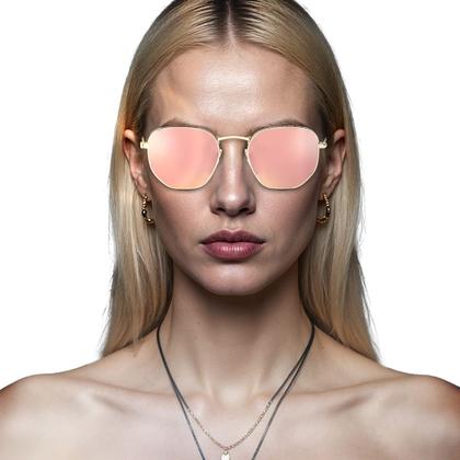 Imagem de Oculos de Sol Hexagonal Masculino Feminino Clássico Moda Retro Proteção UVA