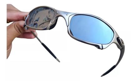 Imagem de Oculos De Sol Juliet Plasma Lente Liquid Metal Prateado Polarizado Cromado Lupa Vilão