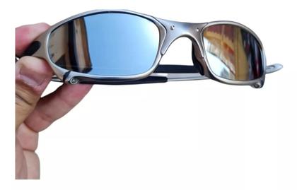Imagem de Oculos De Sol Juliet Plasma Lente Liquid Metal Prateado Polarizado Cromado Lupa Vilão