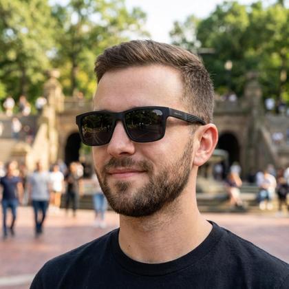 Imagem de Óculos de Sol Masculino Com Lente Polarizada Proteção UV400 Máximo Conforto Visual Cor Preto Fosco Hastes Relevo Moderno Casual Dia a Dia VH 0157