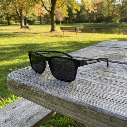 Imagem de Óculos de Sol Masculino Com Proteção UV400 Polarizado Formato Quadrado Armação Preto Fosco Para Rosto Médio Largo Uso Casual Dia a Dia Esportes VH