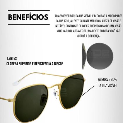 Imagem de Óculos De Sol Masculino Feminino Hexagonal Lupana Uv400