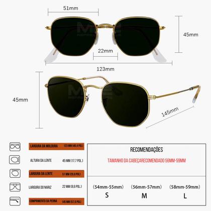 Imagem de Óculos De Sol Masculino Feminino Hexagonal Lupana Uv400