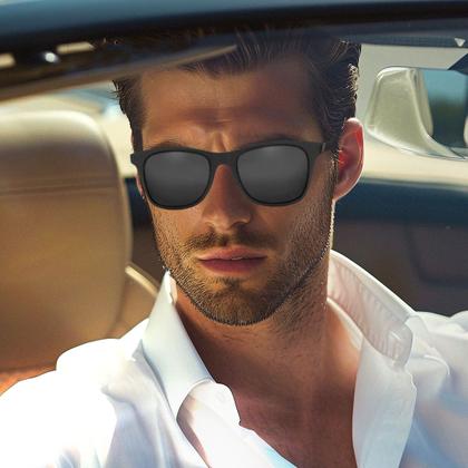 Imagem de Óculos de Sol Masculino Polarizado Quadrado Vintage Preto Uv 400nm Retro S1