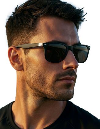 Imagem de Óculos de Sol Masculino Polarizado Quadrado Vintage Preto Uv 400nm Retro S1