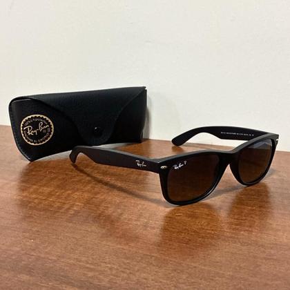 Imagem de Óculos De Sol Masculino Polarizado Ray Ban New Wayfarer RB2132 601S78 55