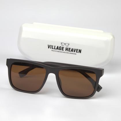 Imagem de Óculos De Sol Masculino Polarizado UV400 Marrom Quadrado Village Heaven 6285