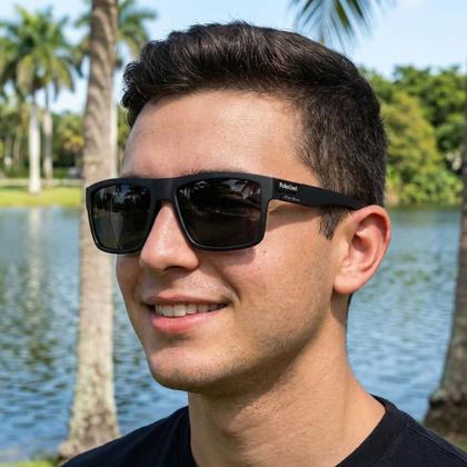 Imagem de Óculos de Sol Masculino Preto Escuro Lente Com Proteção UV400 Filtro Polarizado Visão Confortável Design Moderno Rostos Finos Village Heaven 1035