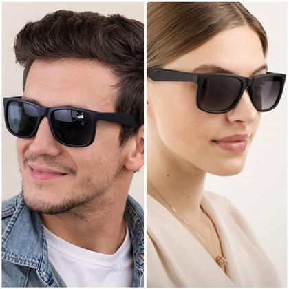 Imagem de Óculos De Sol Masculino Quadrado Polarizado Proteção Uv400 Preto Fosco A4367