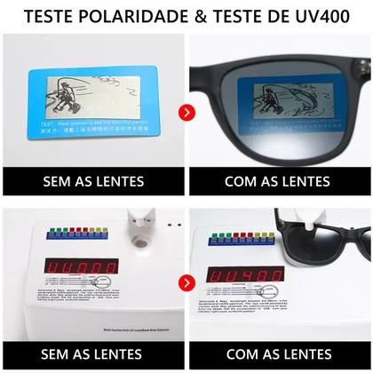 Imagem de Óculos De Sol Masculino Quadrado Polarizado Proteção Uv400 Preto Fosco A4367