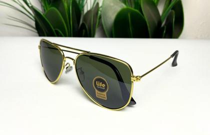 Imagem de Óculos de Sol Original flight Aviador Metal Oval Dourado com Lente Verde Masculino Feminino Unissex UV400