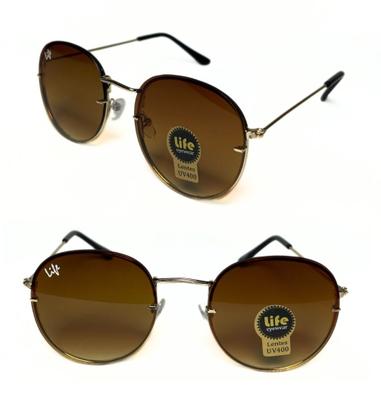 Imagem de Óculos de Sol Original Inspiration Round Redondo Dourado com lente Marrom Feminino Masculino Unissex UV400