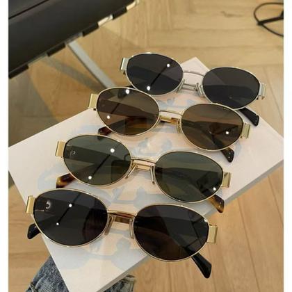 Imagem de Óculos De Sol Oval Vintage Para Mulheres Homens Pequenos Com Armação Metálica moda 2025 unissex blog