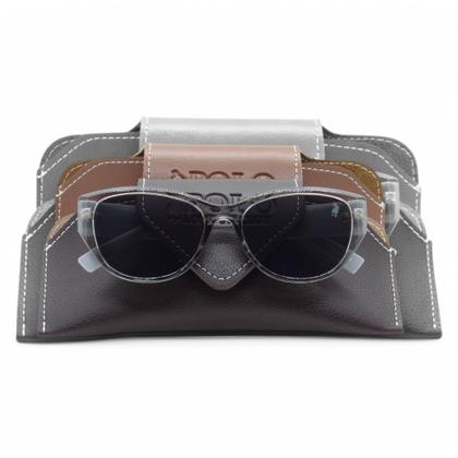 Imagem de Óculos de Sol PLC com design Clássico Gateado com Proteção UV400  Kit contém  Case Couro ECO