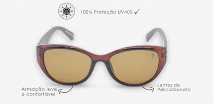 Imagem de Óculos de Sol PLC com design Clássico Gateado com Proteção UV400  Kit contém  Case Couro ECO