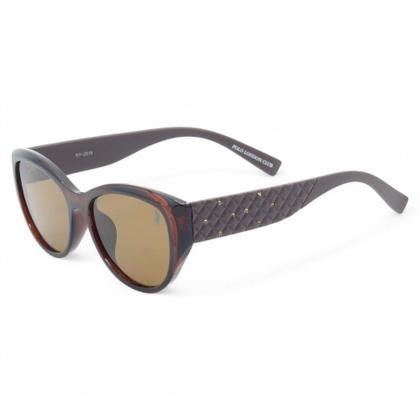 Imagem de Óculos de Sol PLC com design Clássico Gateado com Proteção UV400  Kit contém  Case Couro ECO