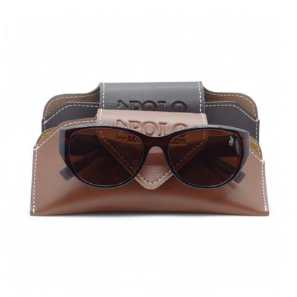 Imagem de Óculos de Sol PLC com design Clássico Gateado com Proteção UV400  Kit contém  Case Couro ECO