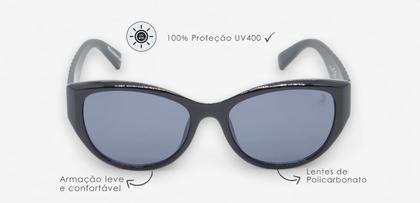 Imagem de Óculos de Sol PLC com design Clássico Gateado com Proteção UV400  Kit contém  Case Couro ECO