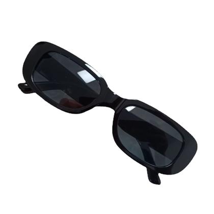 Imagem de Óculos de sol preto retangular retrô proteção uv masculino