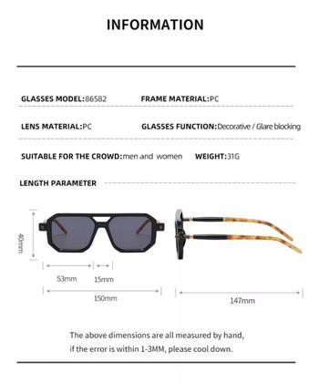 Imagem de Óculos De Sol Quadrado Masculino Proteção Uv 400 Acessório armação solar filtro lente beans masculina ban homem moda ray escura