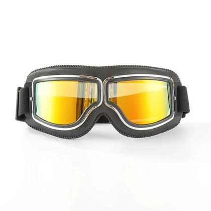 Imagem de Óculos De Sol Retrô Dobráveis De Couro À Prova De Vento Para Capacete De Moto Acessórios Universais