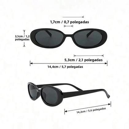 Imagem de Óculos De Sol Vintage Femininos Pequenos Em Forma Oval UV400 Estilo Designer 2PCS