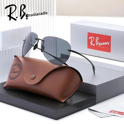 Imagem de Óculos De Sol Vintage RBsunny Pilot Polarizados Sem Armação Anti-UV400 Grande Armação Estilo Aviador