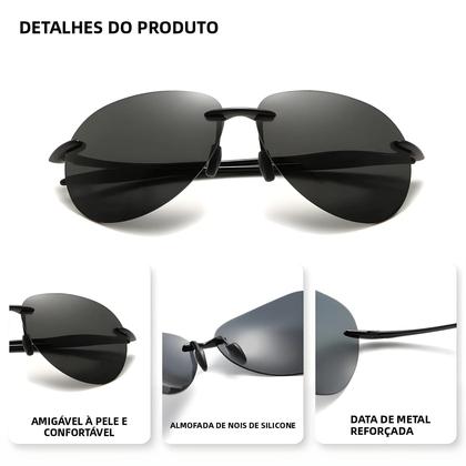 Imagem de Óculos De Sol Vintage RBsunny Pilot Polarizados Sem Armação Anti-UV400 Grande Armação Estilo Aviador