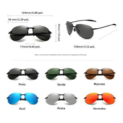 Imagem de Óculos De Sol Vintage RBsunny Pilot Polarizados Sem Armação Anti-UV400 Grande Armação Estilo Aviador
