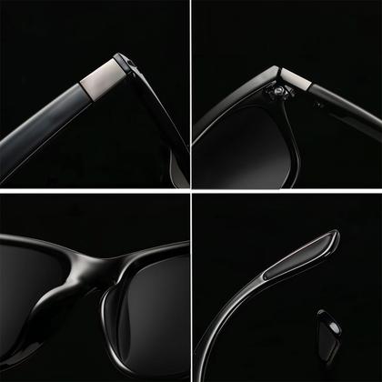 Imagem de Óculos Escuro De Sol Polarizado Quadrado Masculino Preto Uv 400nm Vintage Retro S1