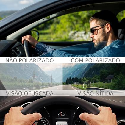 Imagem de Oculos Escuro De Sol Polarizado Quadrado Masculino Preto Vermelho Uv 400nm Vintage Retro S1