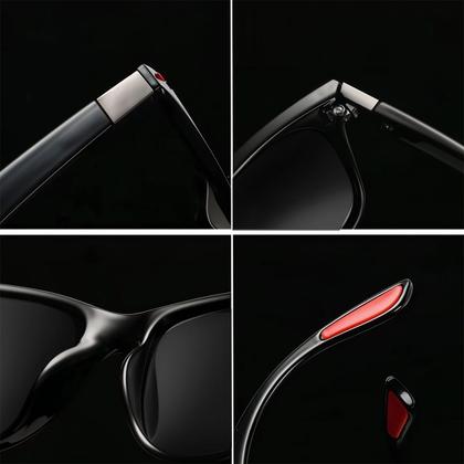 Imagem de Oculos Escuro De Sol Polarizado Quadrado Masculino Preto Vermelho Uv 400nm Vintage Retro S1