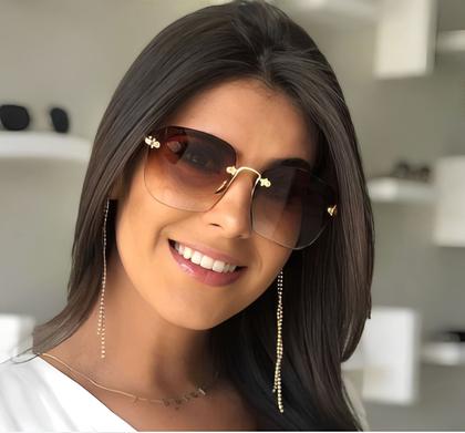Imagem de Óculos Feminino Square De Sol Quadrado Dourado S/aro Degradê ORIGINAL - OMG