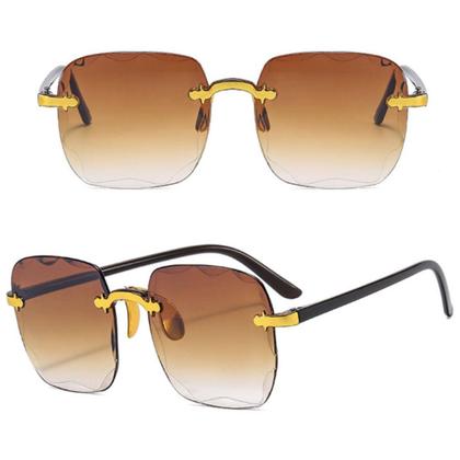 Imagem de Óculos Feminino Square De Sol Quadrado Dourado S/aro Degradê ORIGINAL - OMG