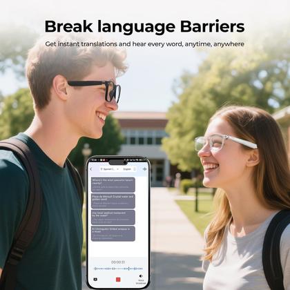 Imagem de Óculos inteligentes WGP AI Translation em mais de 110 idiomas Bluetooth Preto
