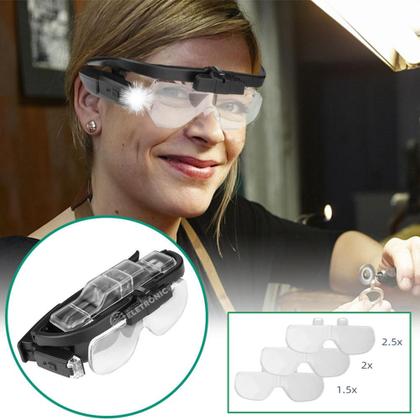 Imagem de Óculos Lupa Aumento Led Recarregável Profissional Ajustável Acompanha Estojo MXW003