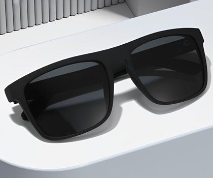 Imagem de Óculos Masculino De Sol Polarizado Preto Quadrado Moderno De Luxo Com Proteção UV400