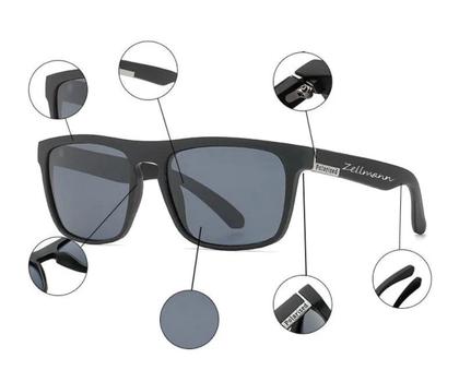 Imagem de Óculos Masculino De Sol Polarizado Preto Quadrado Moderno De Luxo Com Proteção UV400