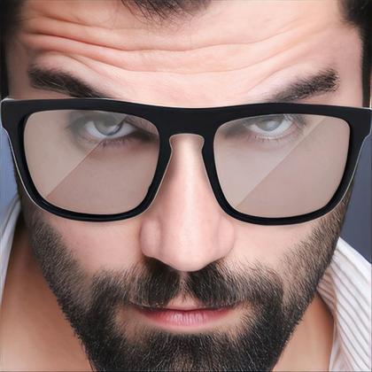 Imagem de Óculos Masculino De Sol Polarizado Preto Quadrado Moderno De Luxo Com Proteção UV400