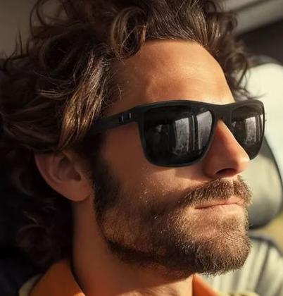 Imagem de Óculos Masculino De Sol POLARIZADO Preto TEXTURIZADO Com Proteção 400UV - ORIGINAL OMG!