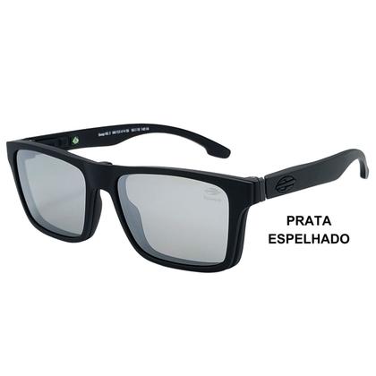 Imagem de Oculos Masculino Quadrado Mormaii Swap Com 2 Clipons Cinza e Prata Polarizado