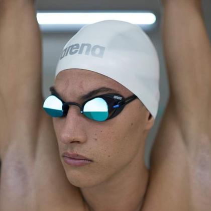 Imagem de Óculos Natação Arena Swedix Mirror Vermelho Proteção UV protetor ocular esportes piscinas