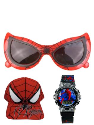 Imagem de Oculos novo , relogio digital e musical com luz led, bone do homem aranha infantil masculino .