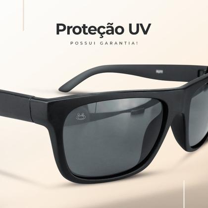 Imagem de Oculos Preto Verão Proteção UV Masculino Emborrachado Praia presente esportivo Lente preta estiloso qualidade premium