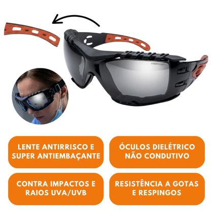 Imagem de Óculos Proteção Ampla Visão Vvision Dou Antirrisco E Antiembaçante Volk
