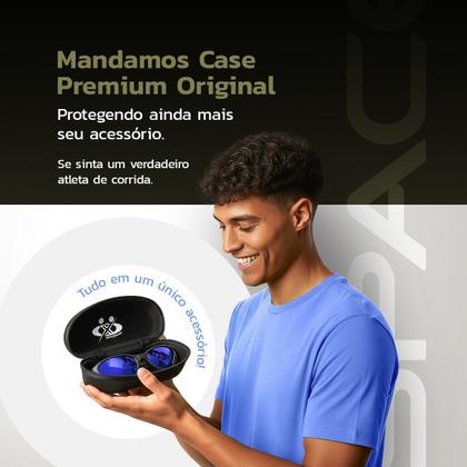 Imagem de oculos Protecao Ciclismo Esportivo Uv400 Azul Bike + case acetato preto presente qualidade premium original