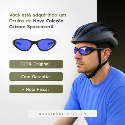 Imagem de oculos Protecao Ciclismo Esportivo Uv400 Azul Bike + case acetato preto presente qualidade premium original